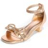 imageDREAM PAIRS Girls Sandals Ankle Strap Square Toe Low Heel Bow Flower Dress ShoesChampagnepu