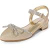 imageDREAM PAIRS Girls Sandals Closed Toe Dress Low Heels Pointed Toe Pump Flower Shoes for Little Big Kids Wedding Princess PartyGold