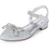 imageDREAM PAIRS Girls Sandals Closed Toe Dress Low Heels Pointed Toe Pump Flower Shoes for Little Big Kids Wedding Princess PartySilver
