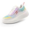 imageDREAM PAIRS Girls Shoes Sneakers Tennis Shoes Kids Fashion Platform Lightweight Lace Up Casual Walking ShoesWhiteRainbow