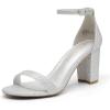 imageDREAM PAIRS Womens Chunk Low Heel Pump SandalsSilverGlitter