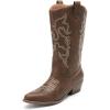 imageDREAM PAIRS Womens Cowboy Boots Pull On Cowgirl Boots Mid Calf Western BootsBrownpu