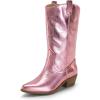 imageDREAM PAIRS Womens Cowboy Boots Pull On Cowgirl Boots Mid Calf Western BootsPinkmetal