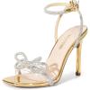 imageDREAM PAIRS Womens Double Bowknots Crystal Sandals Clear Slingback Heels Square Toe Shoes for Party WeddingGoldpat