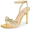 imageDREAM PAIRS Womens Double Bowknots Crystal Sandals Clear Slingback Heels Square Toe Shoes for Party WeddingGoldrhinestone