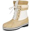 imageDREAM PAIRS Womens Mid Calf Waterproof Winter Snow Boots MonteBeigeWhite