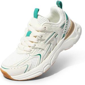 imageDREAM PAIRS Boys Girls Kids Sneakers Tennis Running Shoes Laceup Unisex LilLegends Lightweight Breathable Walking ShoesBeigeGreen