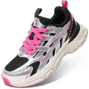 imageDREAM PAIRS Boys Girls Kids Sneakers Tennis Running Shoes Laceup Unisex LilLegends Lightweight Breathable Walking ShoesBlackPink