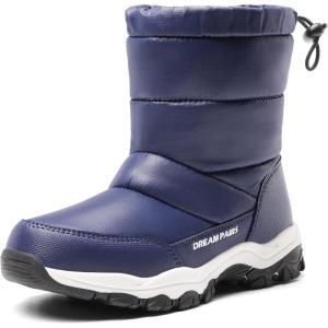 imageDREAM PAIRS Boys Girls Snow Boots Lightweight Slip Resistant Mid Calf Winter Shoes for LittleBig KidNavy