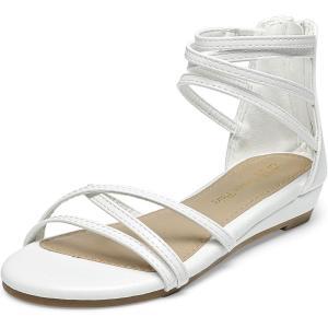 imageDREAM PAIRS Girls Ankle Strap Flat Sandals Summer Dressy Strappy Gladiator Rhinestones Platform Low Heels ShoesWhite