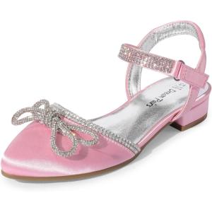 imageDREAM PAIRS Girls Sandals Closed Toe Dress Low Heels Pointed Toe Pump Flower Shoes for Little Big Kids Wedding Princess PartyPink