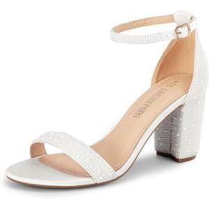 imageDREAM PAIRS Womens Chunk Low Heel Pump SandalsWhitepearl