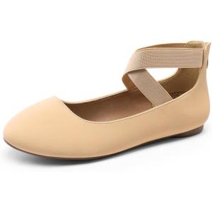imageDREAM PAIRS Womens Comfortable Fashion Elastic Ankle Straps Flats ShoesNudenubuck