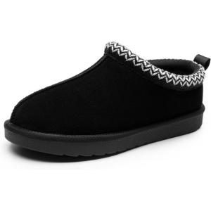 imageDREAM PAIRS Womens Fuzzy Cozy Slippers Genuine Suede Indoor Outdoor Fluffy Home Comfy Winter Slip On Cute Warm Memory Foam Furry Shoes FuzzyEasyBlack