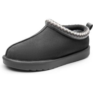 imageDREAM PAIRS Womens Fuzzy Cozy Slippers Genuine Suede Indoor Outdoor Fluffy Home Comfy Winter Slip On Cute Warm Memory Foam Furry Shoes FuzzyEasyGrey