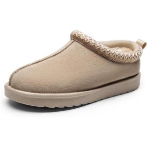 imageDREAM PAIRS Womens Fuzzy Cozy Slippers Genuine Suede Indoor Outdoor Fluffy Home Comfy Winter Slip On Cute Warm Memory Foam Furry Shoes FuzzyEasySand