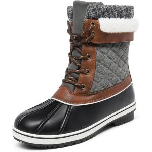 imageDREAM PAIRS Womens Mid Calf Waterproof Winter Snow Boots MonteBlackGrey