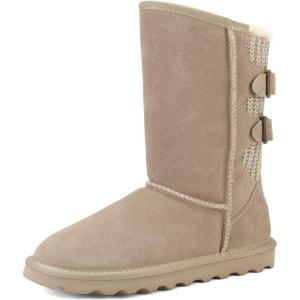 imageDREAM PAIRS Womens Mid Calf Winter Snow Boots Fashion FuzzyChic Buckle BootiesSand