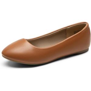 imageDREAM PAIRS Womens SoleSimple Ballerina Walking Flats ShoesBrownpu