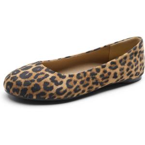 imageDREAM PAIRS Womens SoleSimple Ballerina Walking Flats ShoesLeopardsuede
