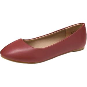 imageDREAM PAIRS Womens SoleSimple Ballerina Walking Flats ShoesRedPu