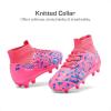 imageDREAM PAIRS Boys Football Cleats Youth High Top Firm Ground Soccer Shoes for LittleBig KidsHot PinkRoyal Blue