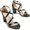 imageDREAM PAIRS Womens Ankle Strap Dress Pump Low Chunky Heel SandalsBlackpu