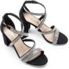 imageDREAM PAIRS Womens Ankle Strap Dress Pump Low Chunky Heel SandalsBlackrhinestone