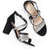 imageDREAM PAIRS Womens Ankle Strap Dress Pump Low Chunky Heel SandalsBlackrhinestone