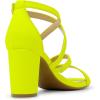 imageDREAM PAIRS Womens Ankle Strap Dress Pump Low Chunky Heel SandalsNeonLimeNubuck