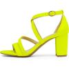 imageDREAM PAIRS Womens Ankle Strap Dress Pump Low Chunky Heel SandalsNeonLimeNubuck