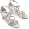 imageDREAM PAIRS Womens Ankle Strap Dress Pump Low Chunky Heel SandalsSilverrhinestone
