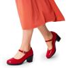 imageDREAM PAIRS Womens Chunky Low Block Heels Mary Jane Closed Toe Work Pumps Comfortable Round Toe Dress Wedding ShoesRedpat