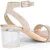 imageDREAM PAIRS Womens Open Toe Ankle Strap Low Block Chunky Heels Sandals Party Dress Pumps ShoesGoldClearrhinestone