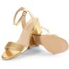 imageDREAM PAIRS Womens Open Toe Ankle Strap Low Block Chunky Heels Sandals Party Dress Pumps ShoesGoldMetallic