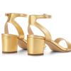 imageDREAM PAIRS Womens Open Toe Ankle Strap Low Block Chunky Heels Sandals Party Dress Pumps ShoesGoldMetallic