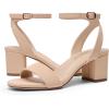 imageDREAM PAIRS Womens Open Toe Ankle Strap Low Block Chunky Heels Sandals Party Dress Pumps ShoesNudeNubuck