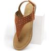 imageDREAM PAIRS Womens Rhinestone Casual Wear Cute Gladiator Flat Sandals Beach Dressy TStrap Thong SandalsBrownsuede