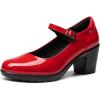 imageDREAM PAIRS Womens Chunky Low Block Heels Mary Jane Closed Toe Work Pumps Comfortable Round Toe Dress Wedding ShoesRedpat