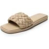 imageDREAM PAIRS Womens Square Open Toe Slide Sandals Cute Slip on Braided Strap Rhinestone Flat Sandals for SummerLight Nude