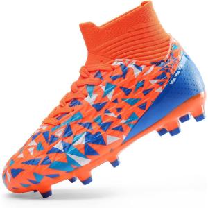 imageDREAM PAIRS Boys Football Cleats Youth High Top Firm Ground Soccer Shoes for LittleBig KidsOrangeBlue