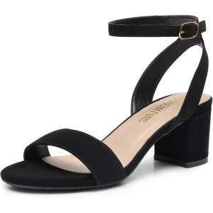 imageDREAM PAIRS Womens Open Toe Ankle Strap Low Block Chunky Heels Sandals Party Dress Pumps ShoesBlackNubuck