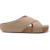 imageDREAM PAIRS Womens Cork Slide Sandals Slip on Open Toe Cute Platform Criss Cross Flat Sandals for SummerTaupenubuck