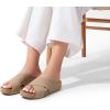 imageDREAM PAIRS Womens Cork Slide Sandals Slip on Open Toe Cute Platform Criss Cross Flat Sandals for SummerTaupenubuck