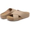 imageDREAM PAIRS Womens Cork Slide Sandals Slip on Open Toe Cute Platform Criss Cross Flat Sandals for SummerTaupenubuck