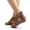 imageDREAM PAIRS Womens Elastic Ankle Strap Low Wedges SandalsDark Brownelastic