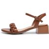 imageDREAM PAIRS Womens Low Heels for Women Braided Open Toe Ankle Strap Block Chunky Heel Sandals Holiday Party Wedding Dress Pumps ShoesBrownpu