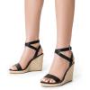 imageDREAM PAIRS Womens Open Toe Espadrilles Dressy Platform Sandals Buckle Ankle Strap Stylish Wedges SandalsBlackpu