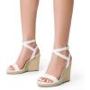 imageDREAM PAIRS Womens Open Toe Espadrilles Dressy Platform Sandals Buckle Ankle Strap Stylish Wedges SandalsWhitepu