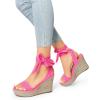 imageDREAM PAIRS Womens Open Toe Espadrilles Wedges Tie Lace Up Cute Ankle Strap Platform Sandals Dressy ShoesHot Pinksuede